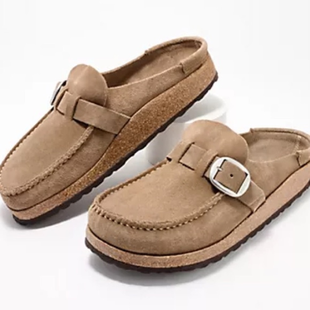 Birkenstock Buckley Suede Leather Gray Taupe 1019462